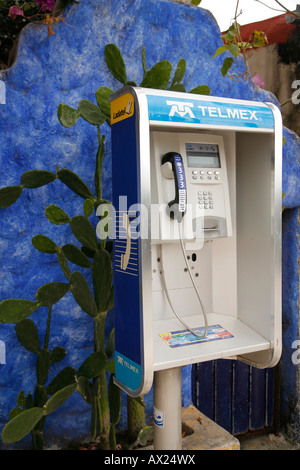 Telefono a pagamento, Playa del Carmen, Messico Foto Stock