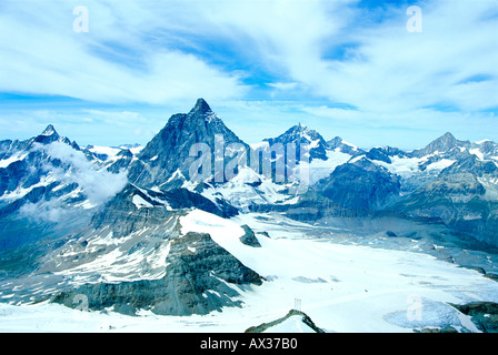 Vista sul Cervino guardando ad ovest dalla cima Kleine Matterhorn Foto Stock