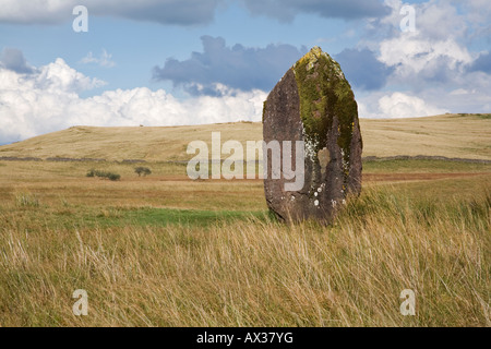 Maen Llúria pietra in piedi vicino a Ystradfellte Powys Foto Stock