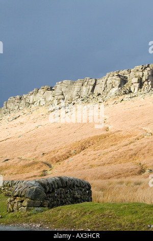 Bordo Stanage, o semplicemente Stanage è una scarpata gritstone nel Peak District, Inghilterra, famosa come luogo di arrampicata. Hathersage, Foto Stock