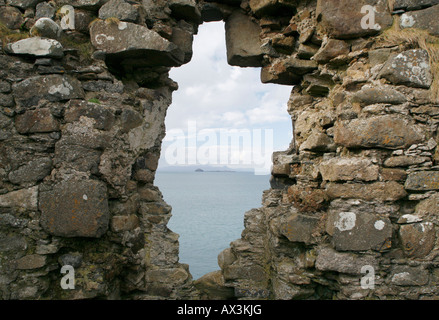 La vista dal castello di Duntulm Foto Stock