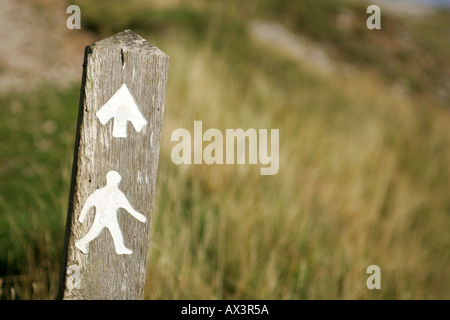 Segno che mostrano la direzione del sentiero su the Great Orme in Llandudno, Galles Foto Stock