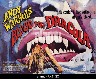 ANDY WARHOL IL SANGUE DI DRACULA poster per 1974 Compagnia Cinnematografica pellicola di campione Foto Stock