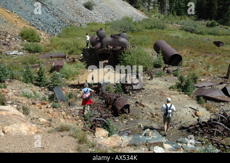 Vecchie miniere abbandonate a Santa Croce Città, una città fantasma, alta in Colorado Rockies Foto Stock