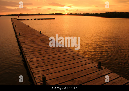 Tramonto, Muckross Quay, Kesh, inferiore del Lough Erne, County Fermanagh, Irlanda del Nord Foto Stock