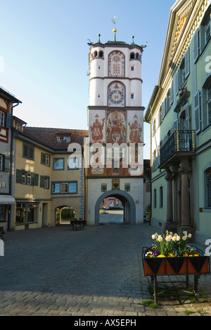 Frauentor Gate nel centro storico di Wangen, Allgaeu, Baden-Wuerttemberg, Germania, Europa Foto Stock