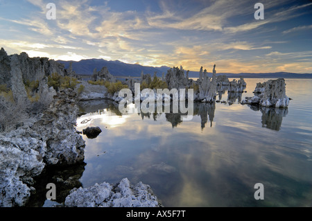 Il tufo strane formazioni rocciose, Mono Lake (lago alcalino), Lee Vining, CALIFORNIA, STATI UNITI D'AMERICA Foto Stock