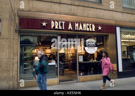 Un ramo del pret a Manger catena sandwich nel centro di Manhattan Foto Stock