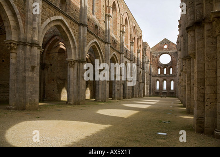 Abbazia di San Galgano rovine, Toscana, Italia, Europa Foto Stock