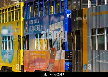 I tram in centro a Hong Kong Foto Stock