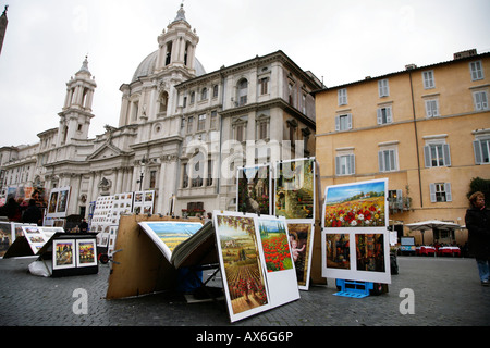 Poster e foto imposta sulla vendita in Piazza Navona a Roma Foto Stock