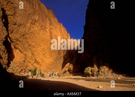 Persone, turisti, visitatori, passeggiate, il letto del fiume, todra gorge, canyon, todgha gorge, Alto Atlante, vicino alla città di tinerhir, Marocco, Africa Foto Stock