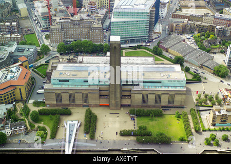 Vista aerea della Tate Modern di Bankside area del sud di Londra, si affaccia sul Fiume Tamigi Foto Stock