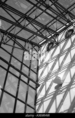 Flussi di luce solare attraverso un grande lucernario in Ottawas Rideau Center Shopping Mall Foto Stock