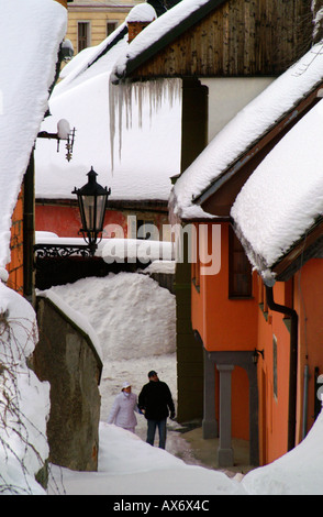 Banska Stiavnica città storica in giornata invernale Foto Stock