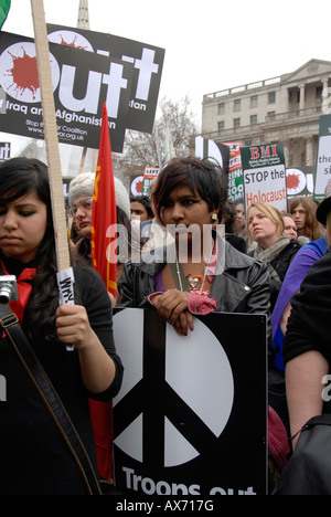 Fermare la guerra dimostrazione 15 marzo 2008 Libertà per l'Iraq e la Palestina e Afghanistan. Foto Stock