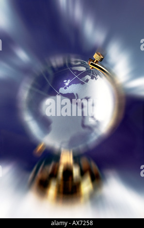 Globo del mondo centrato sull Europa e Regno Unito Foto Stock