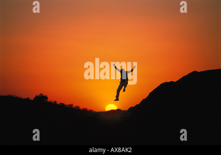 Donna, Jump, Sud Afrika Foto Stock