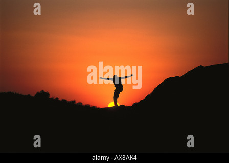 Donna, Jump, Sud Afrika Foto Stock