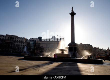 Trafalgar square Nelsons Column Londra Foto Stock