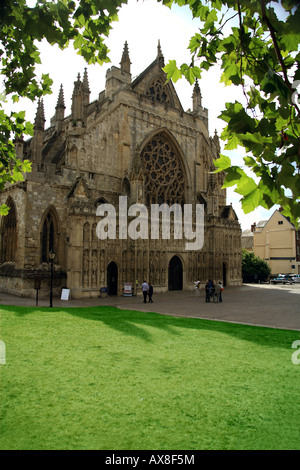 Fronte ovest la Cattedrale di Exeter Devon UK Foto Stock