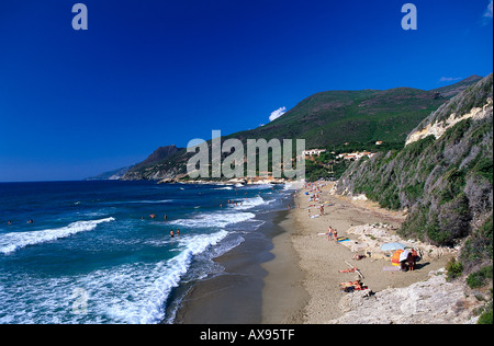 Plage de Ariella, spiaggia, vicino a Nonza, Cap Corse Corsica, Francia Foto Stock