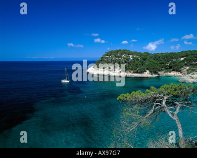 Cala Mitjana, baia vicino a Cala Galdana, Menorca, Minorca isole Baleari, Mare mediterraneo, Spagna Foto Stock