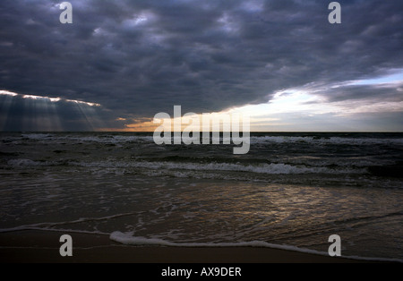Tramonto sul Mar Baltico, Miedzyzdroje, Polonia Foto Stock
