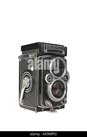 Una Rolleiflex planare 3.5E TLR Fotocamera di visualizzazione con il cofano chiuso questo è un cavallo da tiro fotocamera non un campione di collezionisti Foto Stock