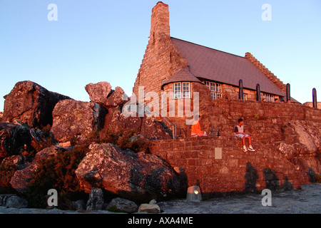 Tramonto sulla Table Mountain e Cape Town, Sud Africa, Kapstadt, Suedafrika, Afrika Foto Stock