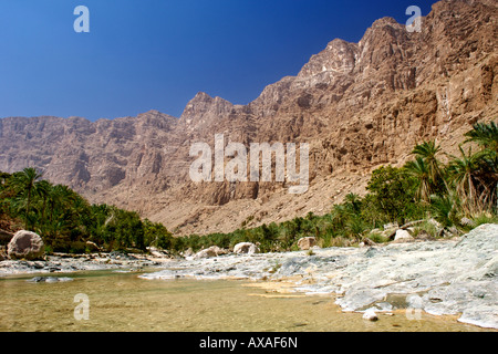 Scenario di Wadi Tiwi in Oman. Foto Stock