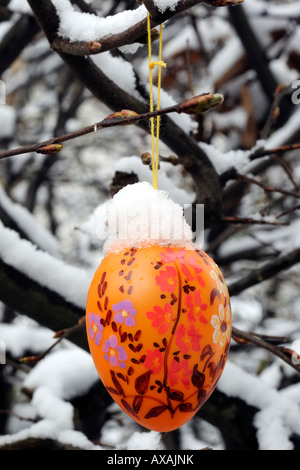 Uovo di Pasqua con neve Osterei mit Schnee Foto Stock