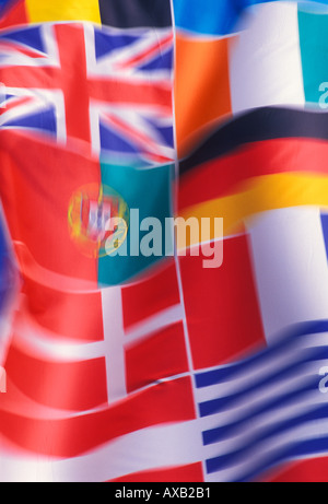 Bandiere delle bandiere della Unione Europea Paesi UE battenti Foto Stock