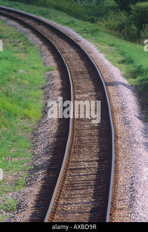 La curvatura binari del treno. Foto Stock