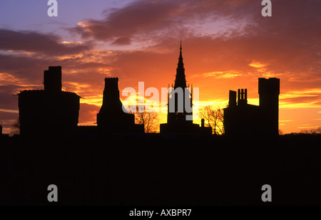 Il Castello di Cardiff tramonto in inverno Cardiff South Wales UK Foto Stock