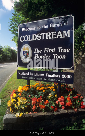 Coldstream segno, Scottish Borders, Scotland, Regno Unito Foto Stock