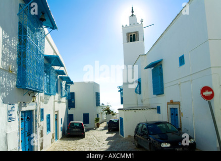 Street.Sidi Bou Said.Tunisi Foto Stock