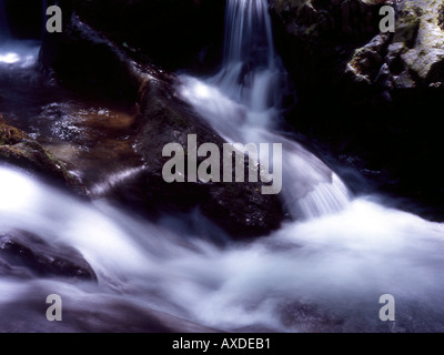 Cascata del Nant Gwernol burrone Gwynedd Foto Stock