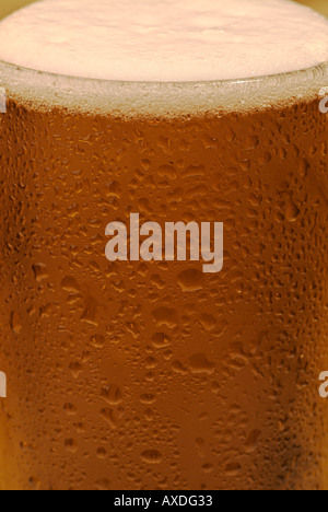 Vetro freddo di birra, vicino. Foto Stock