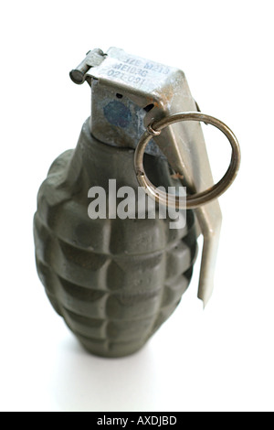 Bombe a mano su sfondo bianco Foto Stock