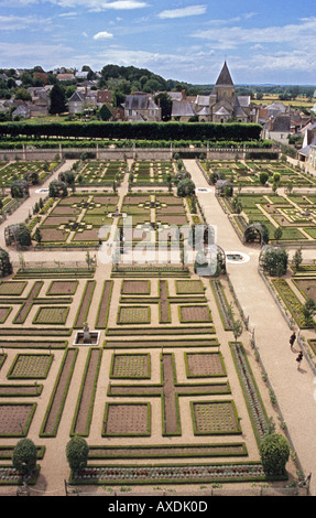 Orto al Chateau de Villandry vicino a Tours nella Valle della Loira in Francia Foto Stock