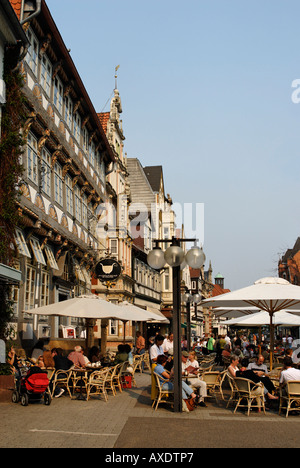 Hameln Hamelin al Weser Bassa Sassonia Germania nella città vecchia Osterstreet Foto Stock