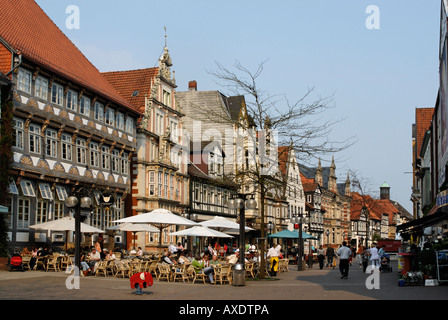 Hameln Hamelin al Weser Bassa Sassonia Germania nella città vecchia Osterstreet Foto Stock