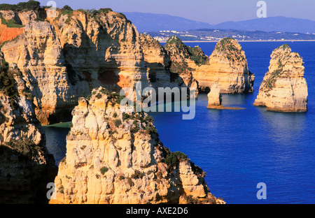 Rocce e grotte Ponta da Piedade Lagos Algarve Portogallo Foto Stock
