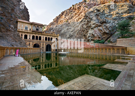 Tempio Galta - pellegrinaggio indù sito vicino a Jaipur, Rajasthan, India Foto Stock