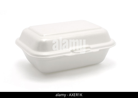Styrofoam pasto box isolati su sfondo bianco Foto Stock