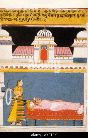 Malwa (India) Krishna soddisfa radha c 1600 kanoria. Indiano dipinto in miniatura, Rajasthan in India Foto Stock