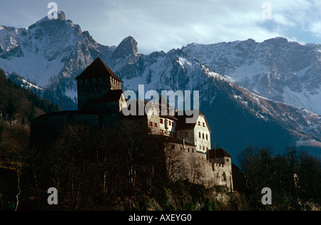 Schloss Vaduz (castello), affacciato sul capitale della lingua tedesca Principato del Liechtenstein, l'Europa. Foto Stock