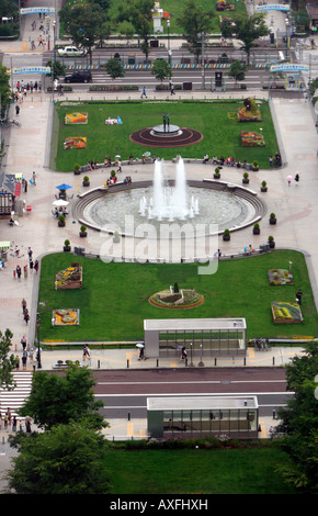 Vista panoramica del Parco Odori dalla torre della TV Sapporo Giappone Foto Stock