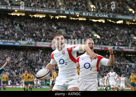 Ben Cohen con un punteggio provare al 2005 Collezione Autunno International tra Inghilterra e Australia a Twickenham, Londra, Regno Unito. Foto Stock